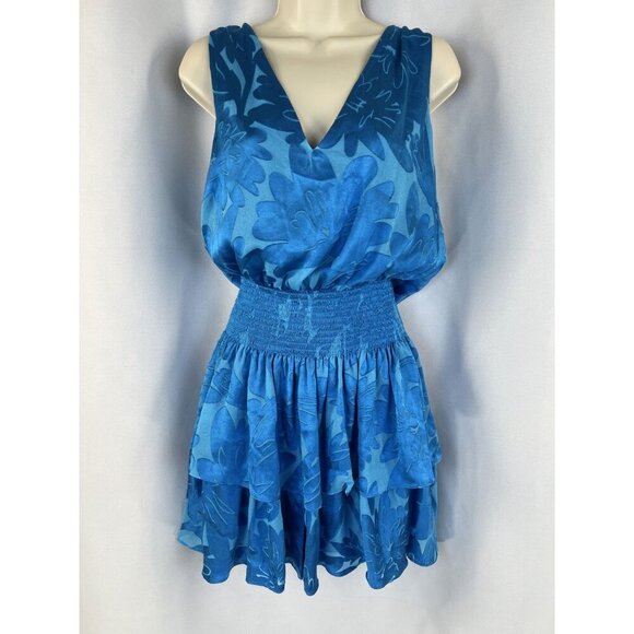 NWT Ramy Brook Blue Dawson Floral Blouson Mini Dress $485 - Picture 3 of 14